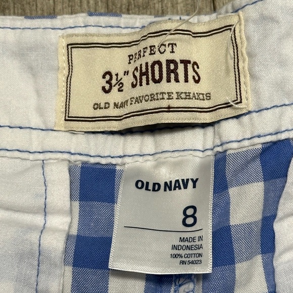 Women's Old Navy 8 M Medium Shorts Chino Khakis Checkered Blue Everyday Twill - Picture 8 of 9
